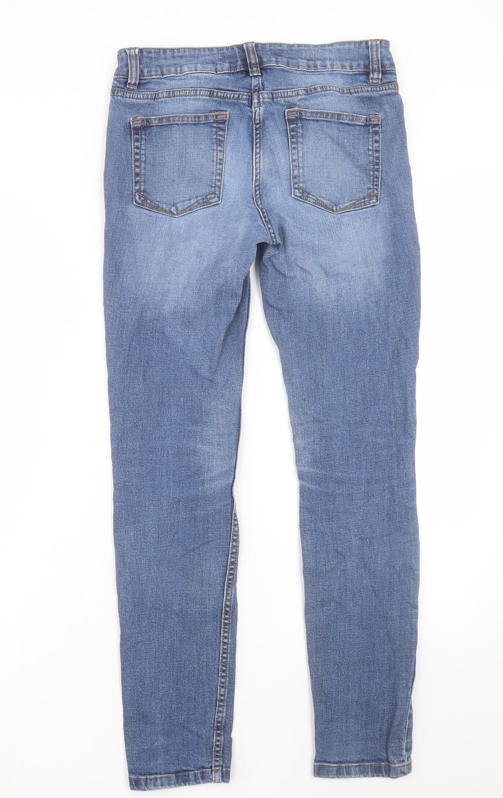 NEXT Womens Blue Cotton Skinny Jeans Size 8 L28 in Regular Button