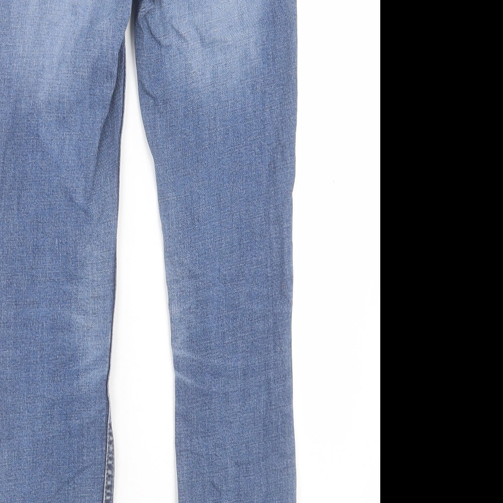 NEXT Womens Blue Cotton Skinny Jeans Size 8 L28 in Regular Button