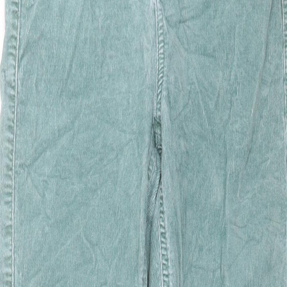 Marks and Spencer Womens Green Cotton Trousers Size 8 L28 in Regular Button