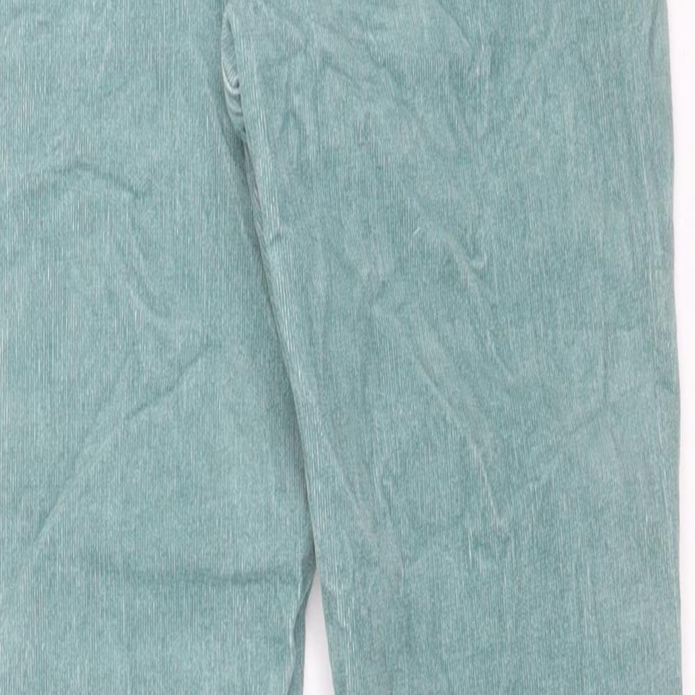 Marks and Spencer Womens Green Cotton Trousers Size 8 L28 in Regular Button