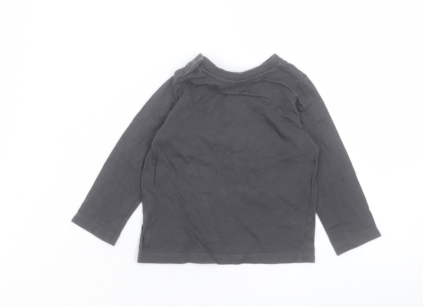 F&F Boys Grey Cotton Basic Casual Size 3-6 Months Crew Neck Button - I am the Future
