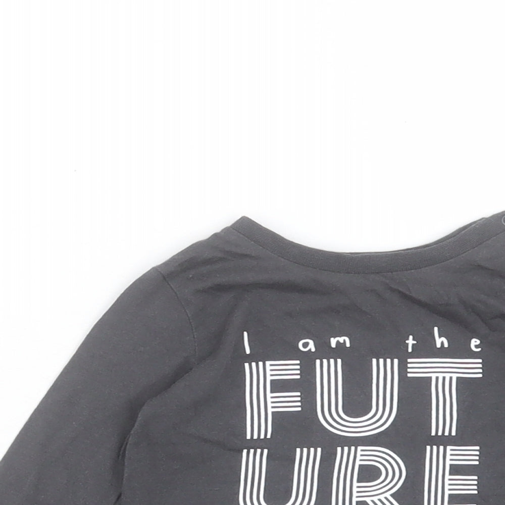 F&F Boys Grey Cotton Basic Casual Size 3-6 Months Crew Neck Button - I am the Future