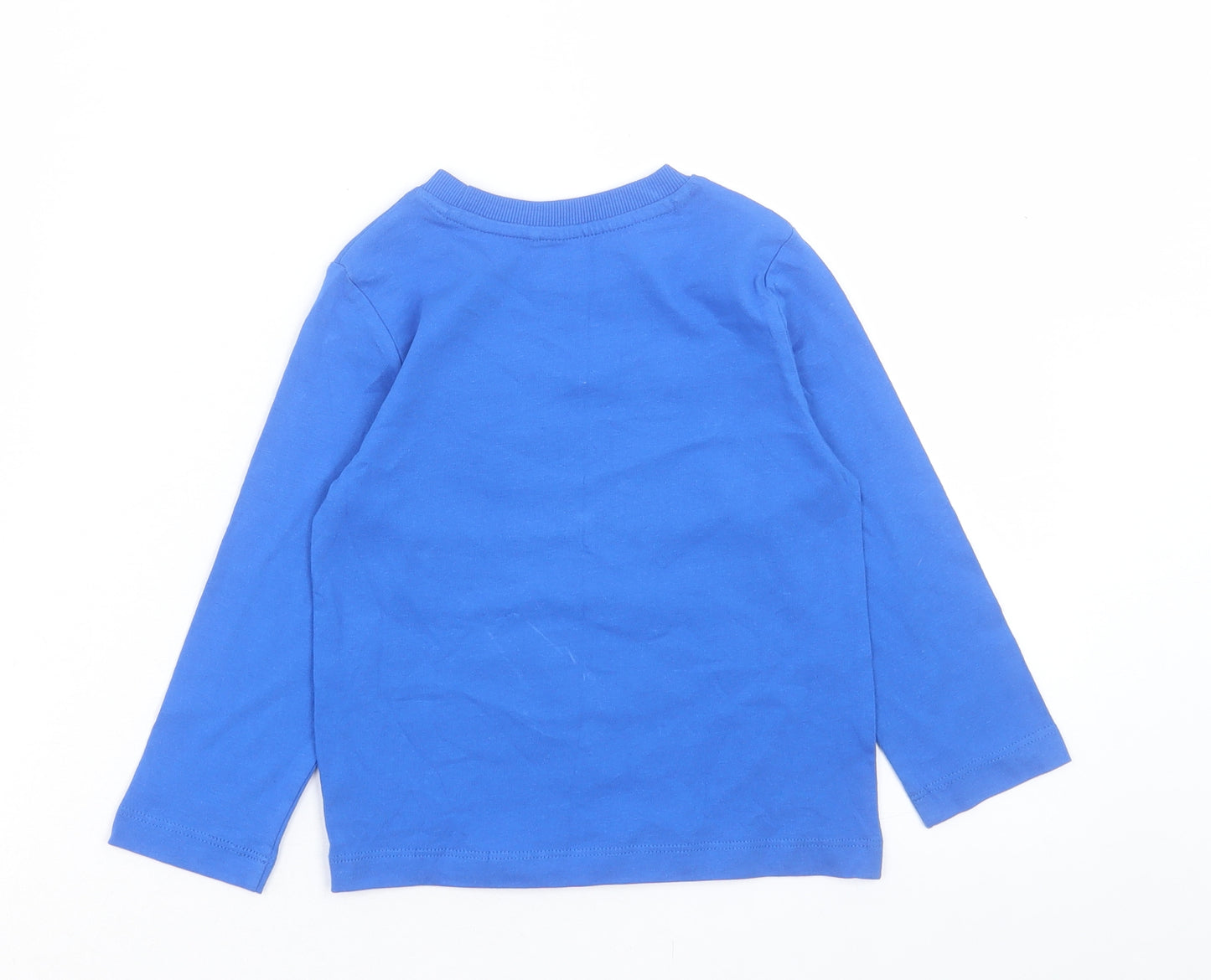 Mini Club Boys Blue Cotton Basic Casual Size 2-3 Years Crew Neck Pullover - Santa Jaws