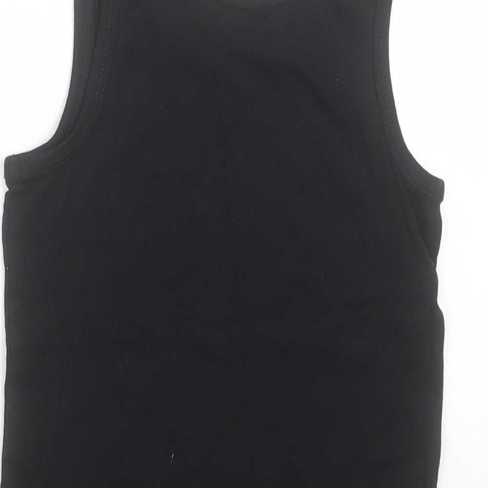 Primark Boys Black Cotton Basic Tank Size 3-4 Years Crew Neck Pullover - Raah