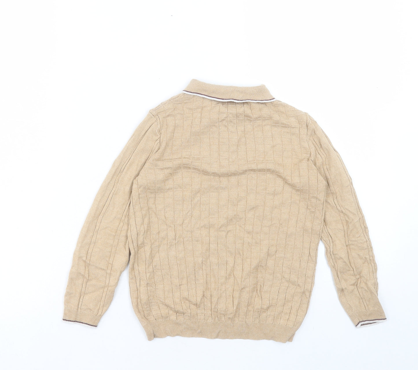 River Island Boys Beige Acrylic Basic Polo Size 5-6 Years Collared Button