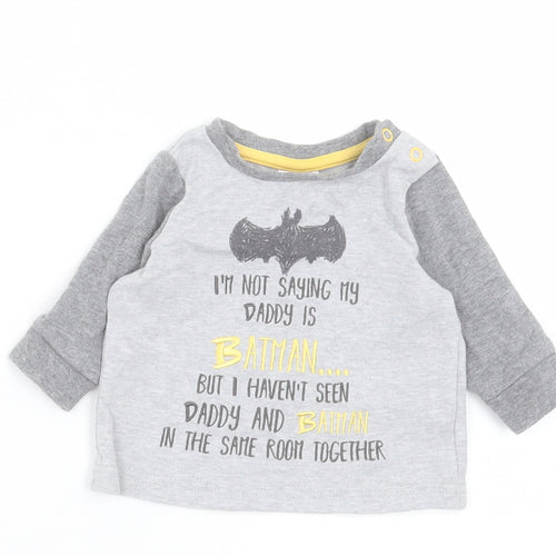 Matalan Boys Grey Cotton Basic Casual Size 0-3 Months Crew Neck Button - Batman