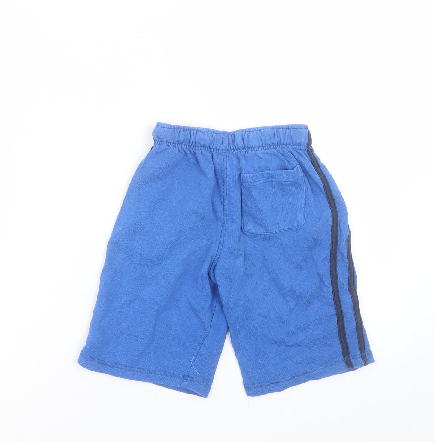 NEXT Boys Blue Striped Cotton Sweat Shorts Size 4-5 Years Regular Drawstring
