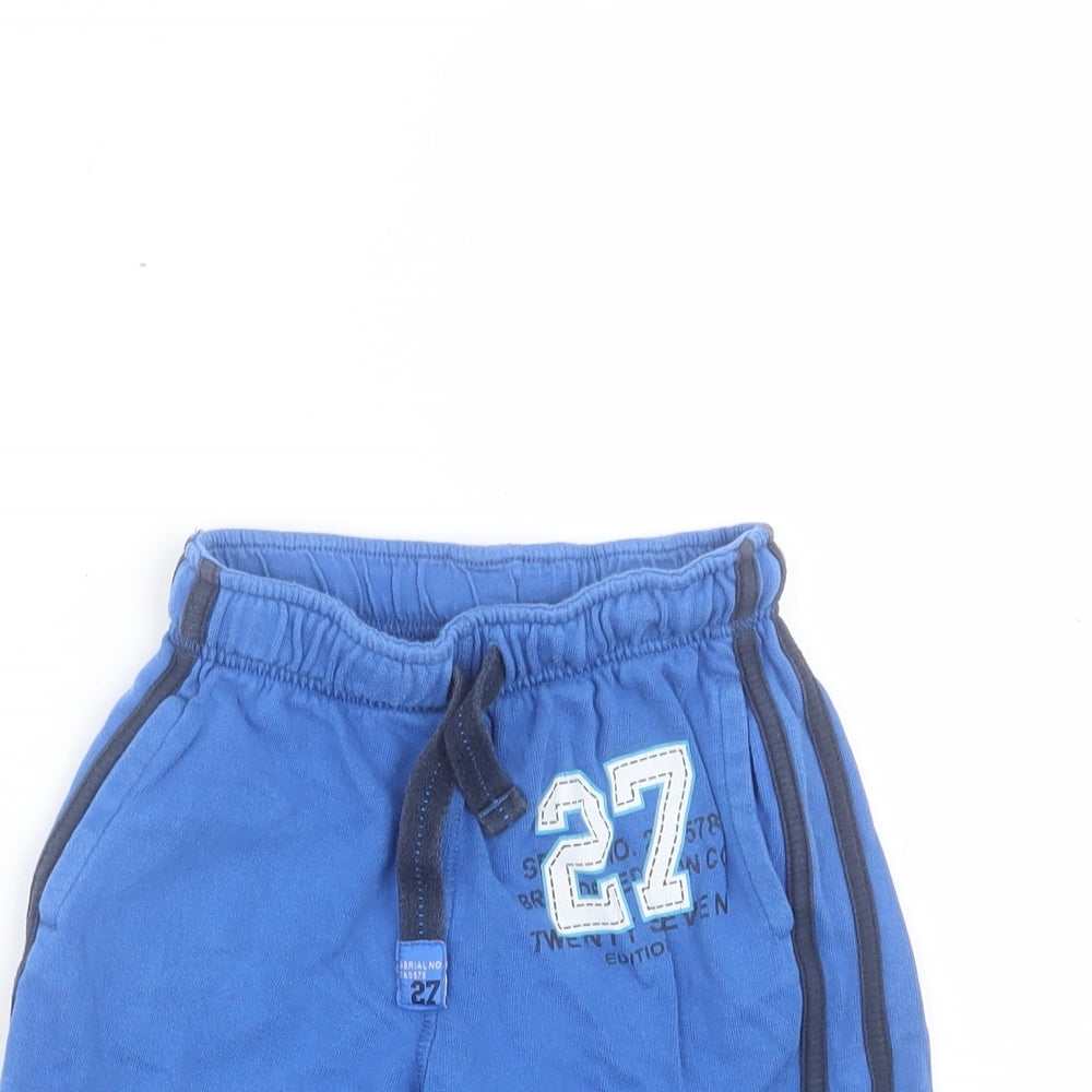 NEXT Boys Blue Striped Cotton Sweat Shorts Size 4-5 Years Regular Drawstring