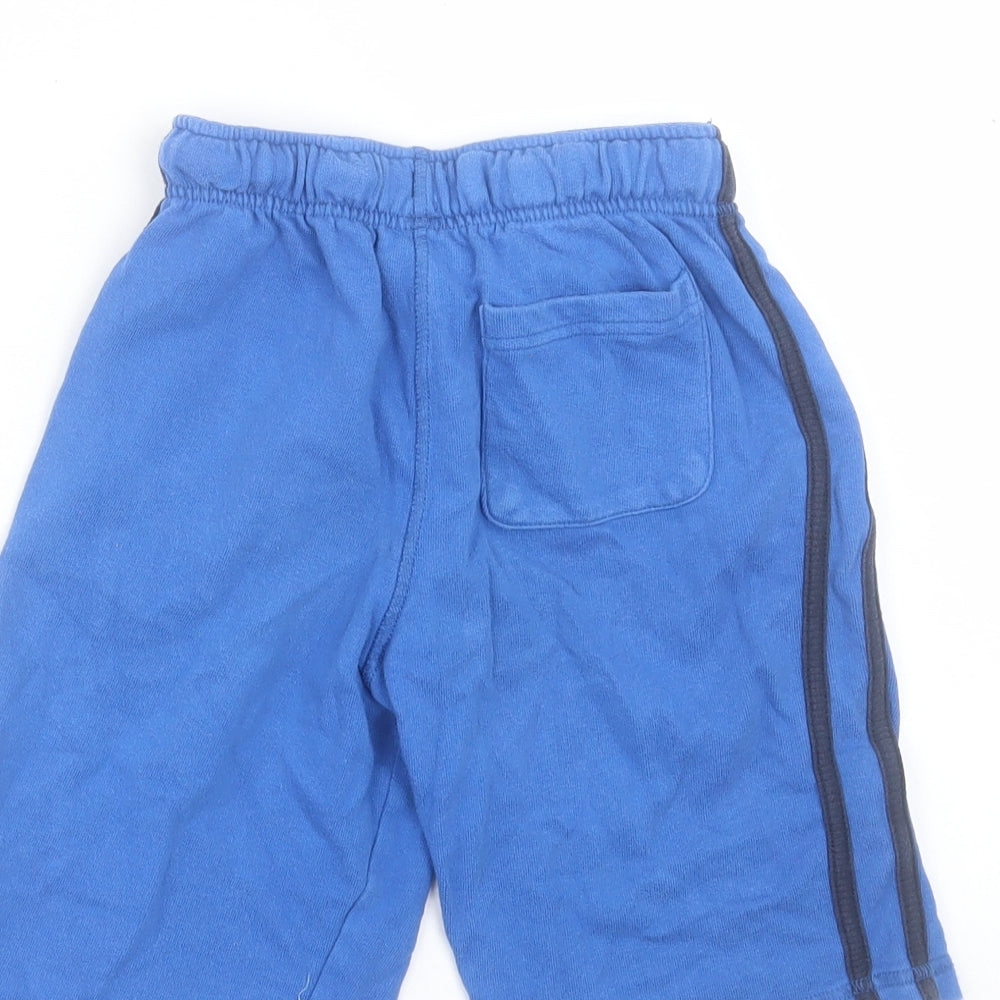 NEXT Boys Blue Striped Cotton Sweat Shorts Size 4-5 Years Regular Drawstring