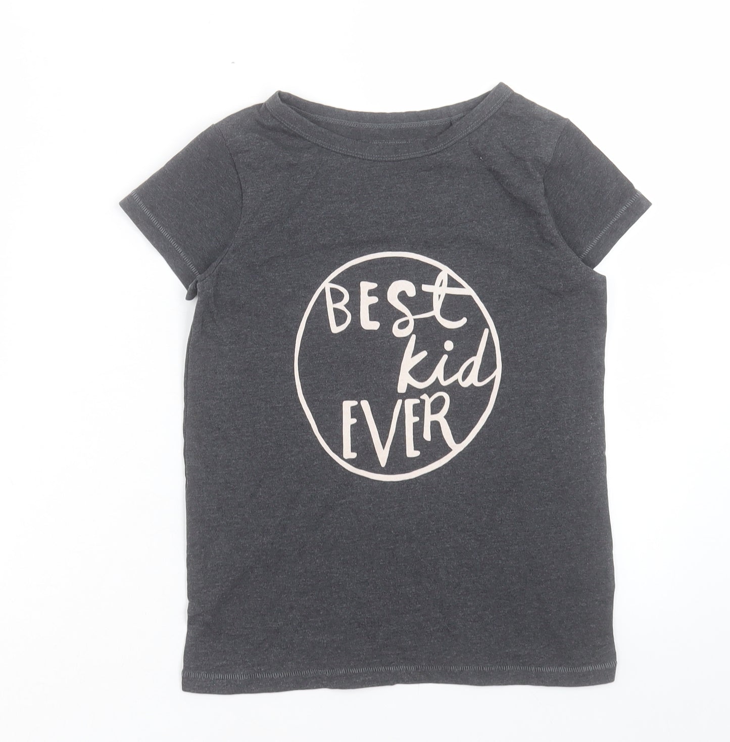 NEXT Girls Grey Cotton Basic T-Shirt Size 9 Years Crew Neck Pullover - Best Kid Ever