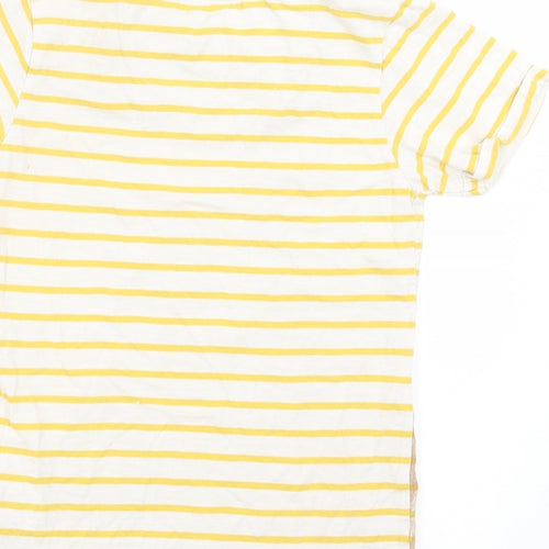 Mothercare Boys Yellow Striped Cotton Basic T-Shirt Size 5-6 Years Crew Neck Pullover - Lion
