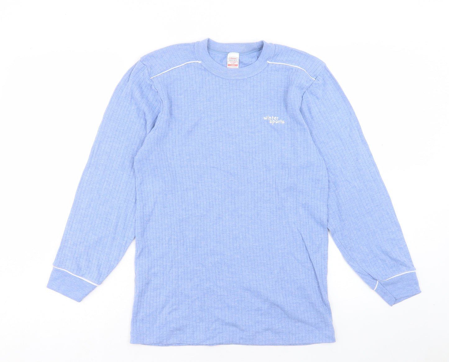 ST MICHAEL Mens Blue Polyester T-Shirt Size L Collared - Winter Sports