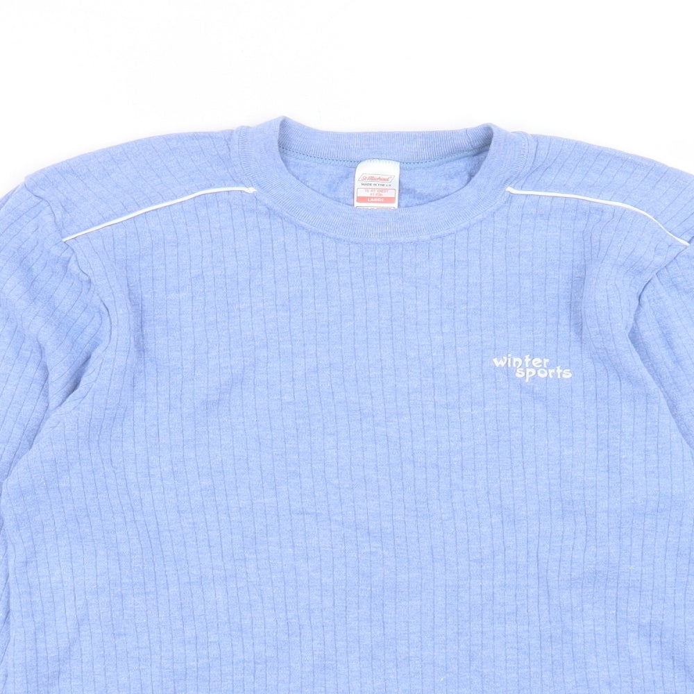 ST MICHAEL Mens Blue Polyester T-Shirt Size L Collared - Winter Sports