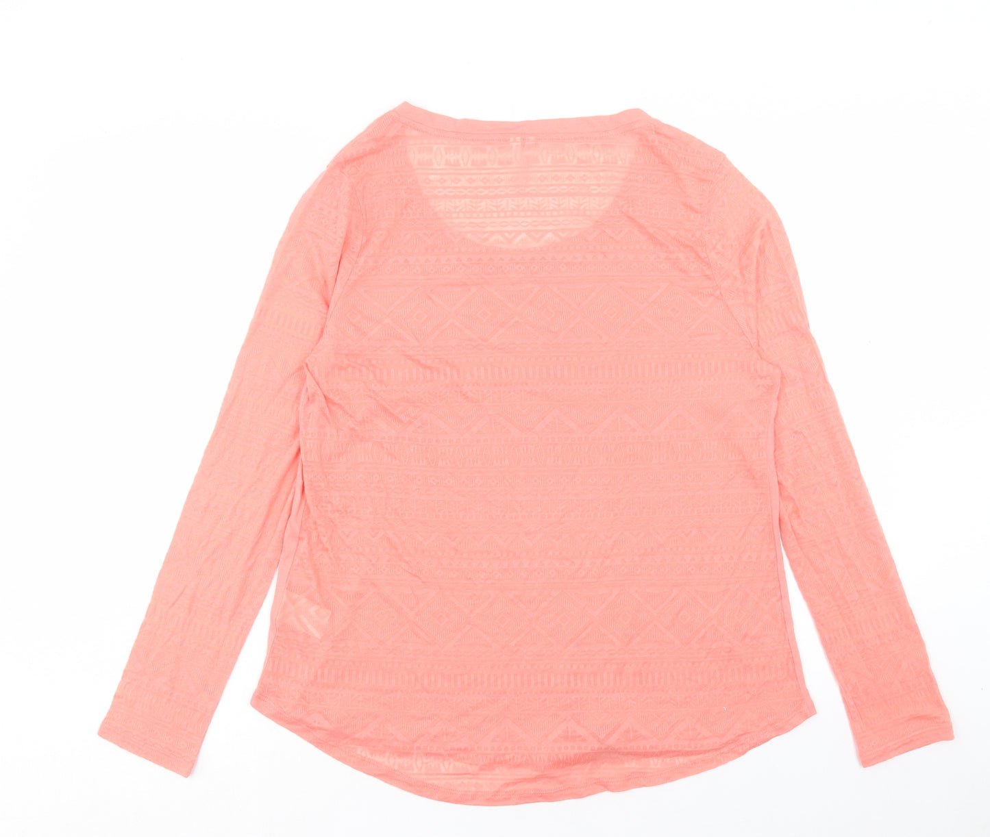 Animal Womens Pink Geometric Polyester Basic T-Shirt Size 16 Scoop Neck