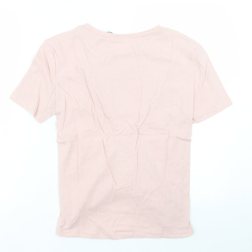 eight Womens Pink Cotton Basic T-Shirt Size S Crew Neck