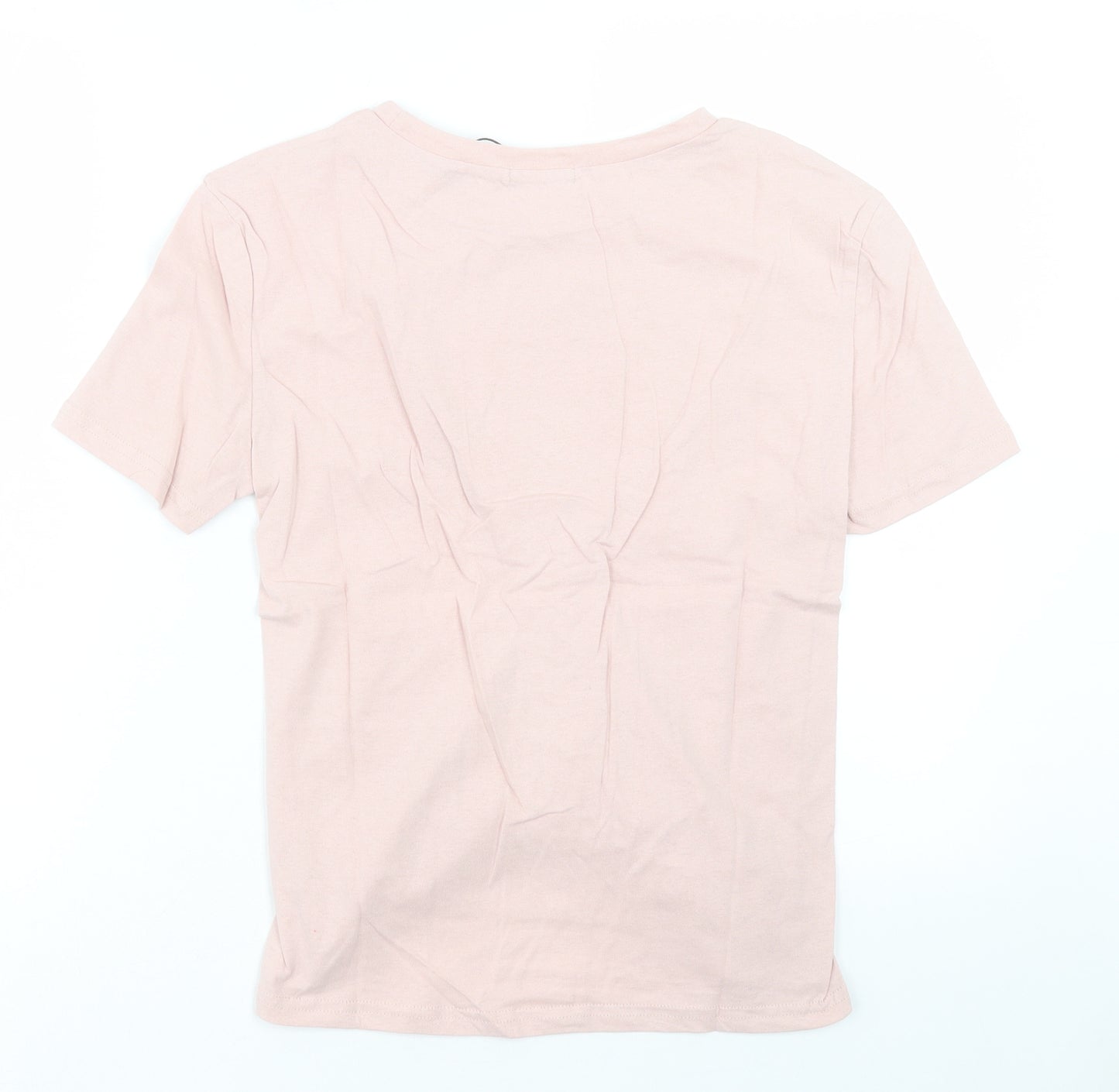 eight Womens Pink Cotton Basic T-Shirt Size S Crew Neck