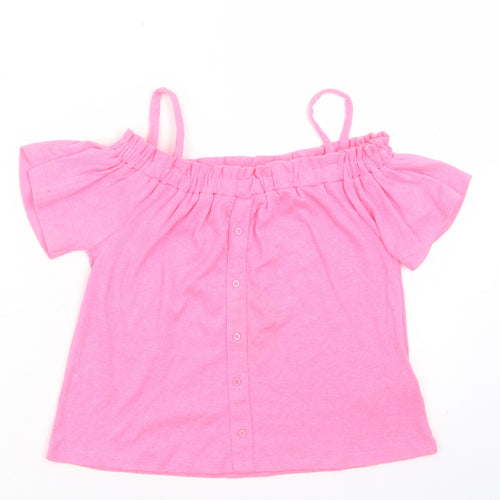 Primark Girls Pink Polyester Basic Tank Size 10-11 Years Square Neck Pullover