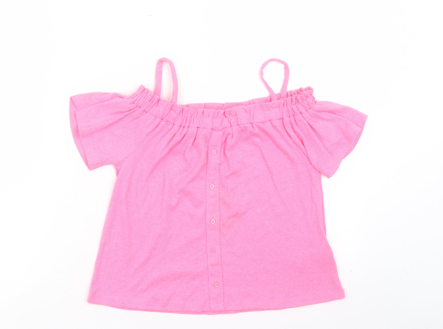 Primark Girls Pink Polyester Basic Tank Size 10-11 Years Square Neck Pullover