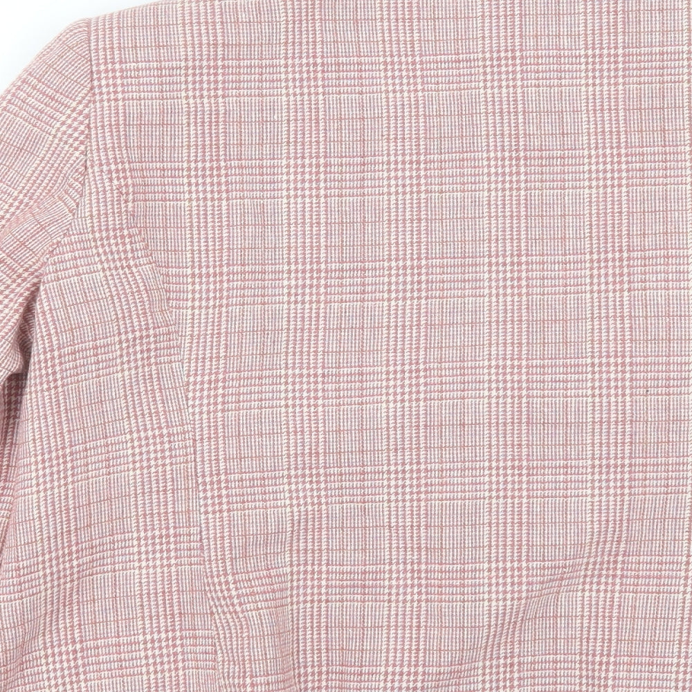 TU Womens Pink Plaid Jacket Blazer Size 18 Button