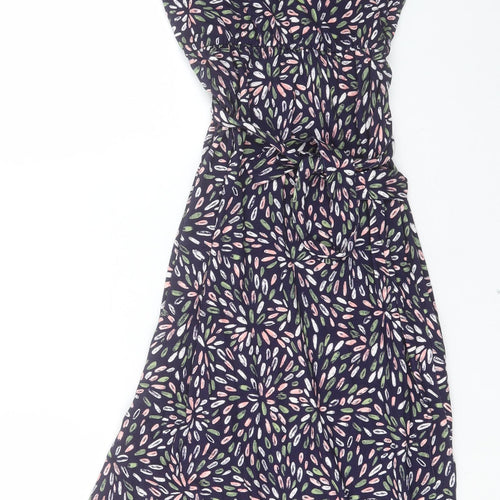 Mauvette Womens Blue Geometric Viscose A-Line Size 8 V-Neck Pullover