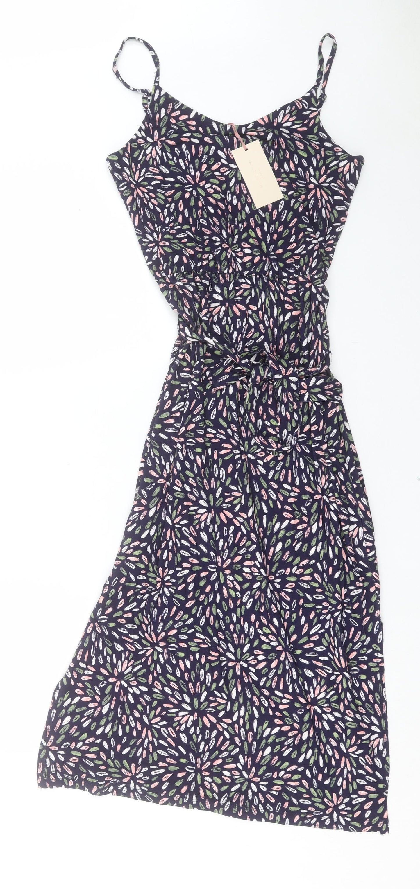 Mauvette Womens Blue Geometric Viscose A-Line Size 8 V-Neck Pullover