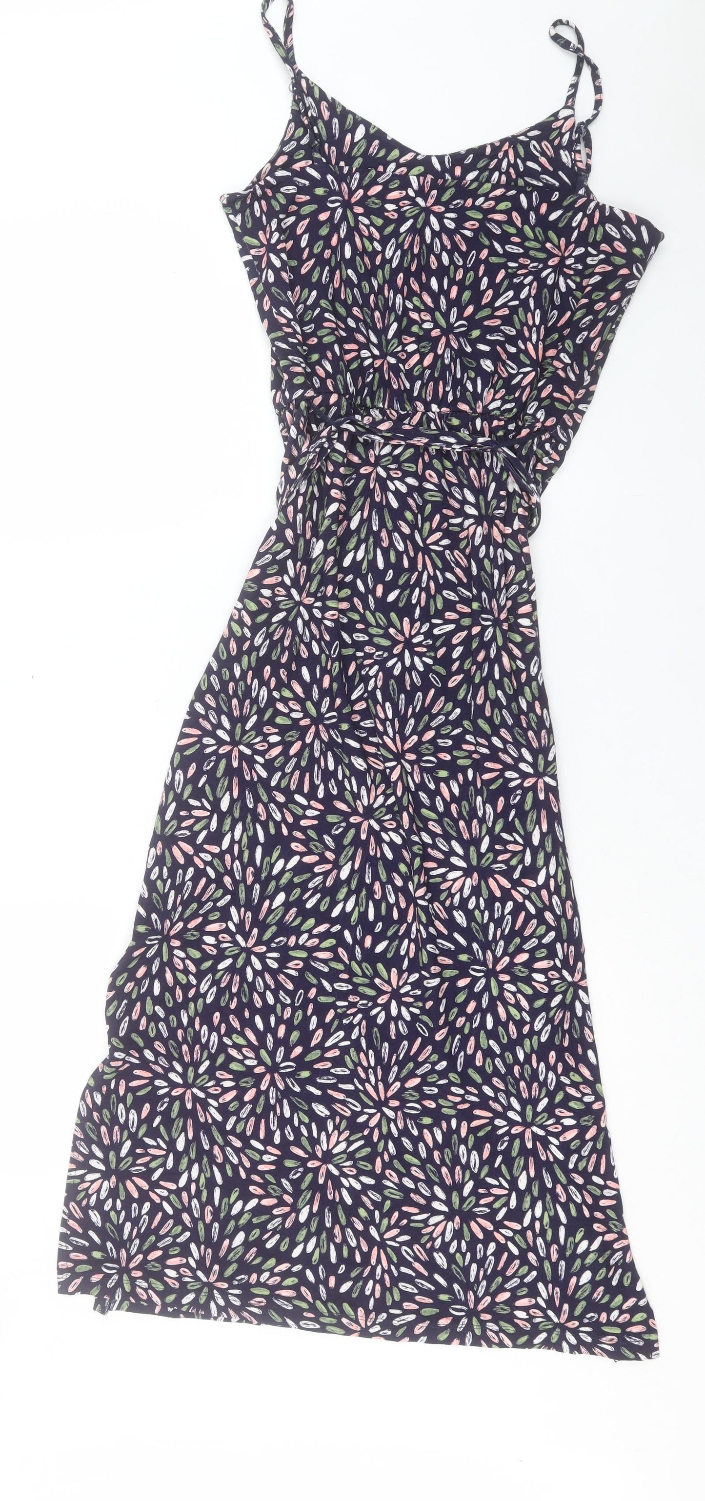 Mauvette Womens Blue Geometric Viscose A-Line Size 8 V-Neck Pullover