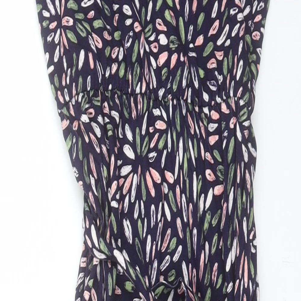 Mauvette Womens Blue Geometric Viscose A-Line Size 8 V-Neck Pullover