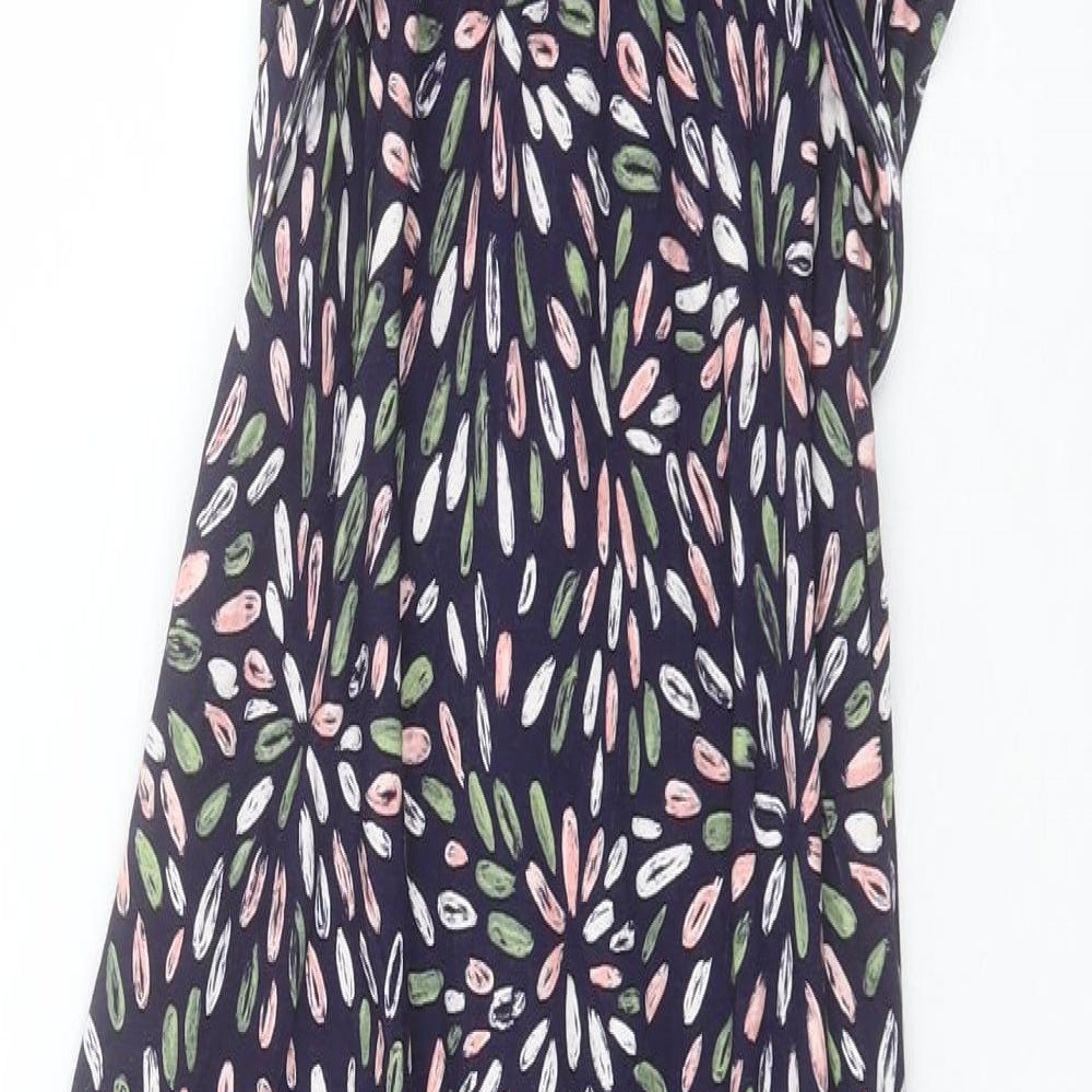 Mauvette Womens Blue Geometric Viscose A-Line Size 8 V-Neck Pullover