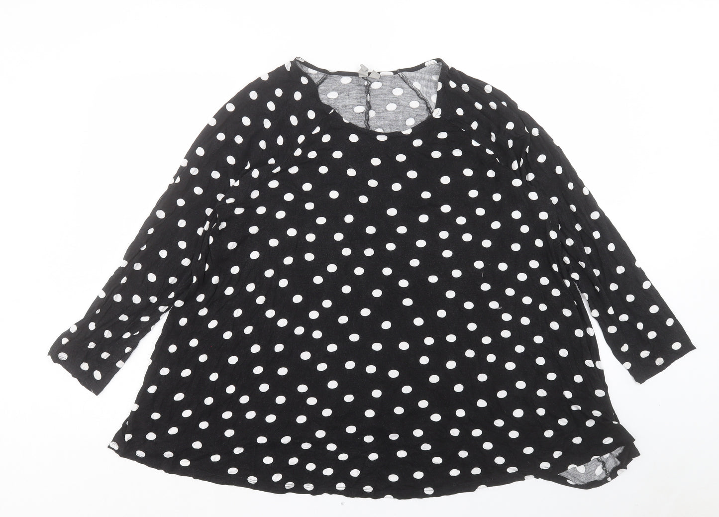 ASOS Womens Black Polka Dot Viscose Basic T-Shirt Size 20 Crew Neck