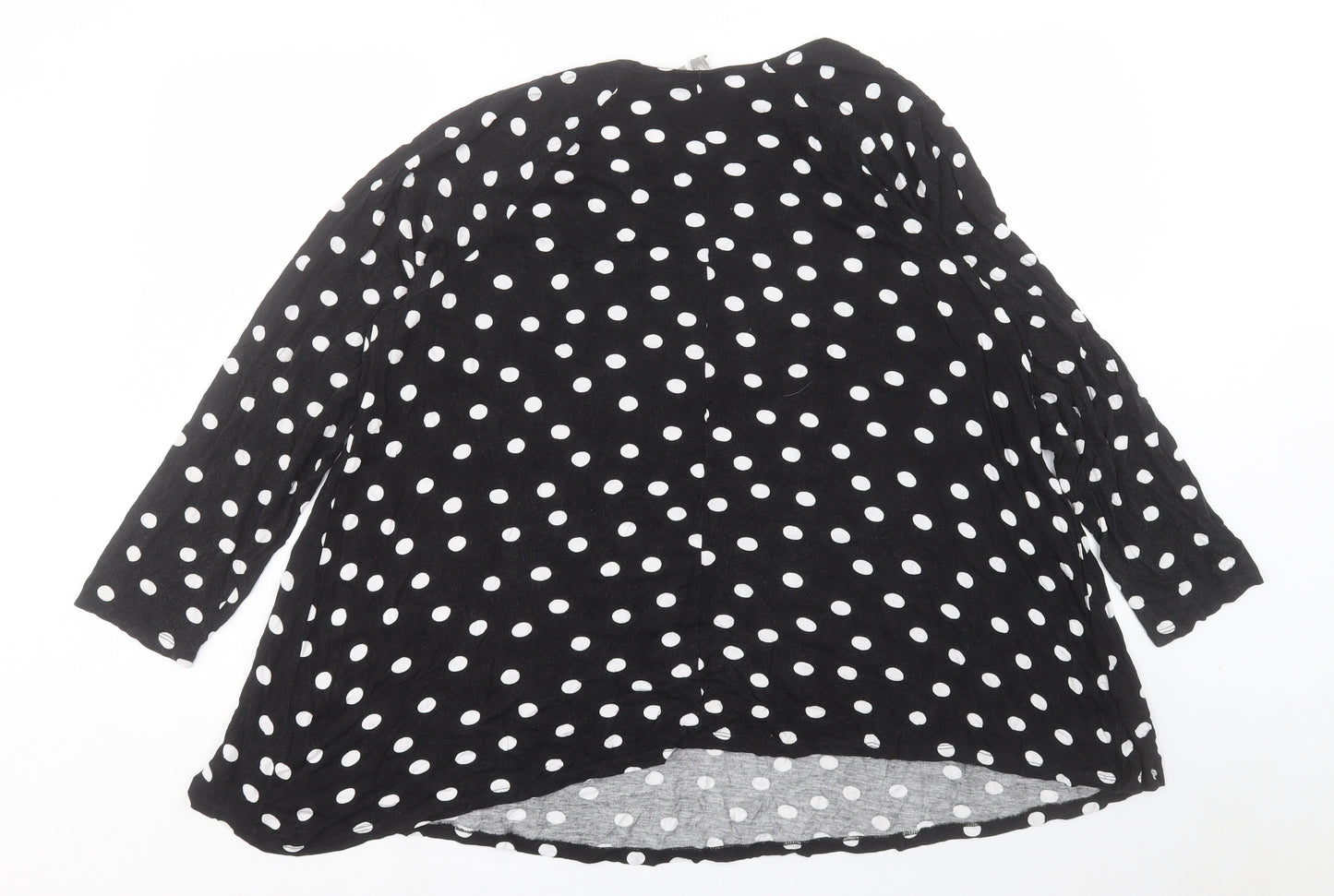 ASOS Womens Black Polka Dot Viscose Basic T-Shirt Size 20 Crew Neck