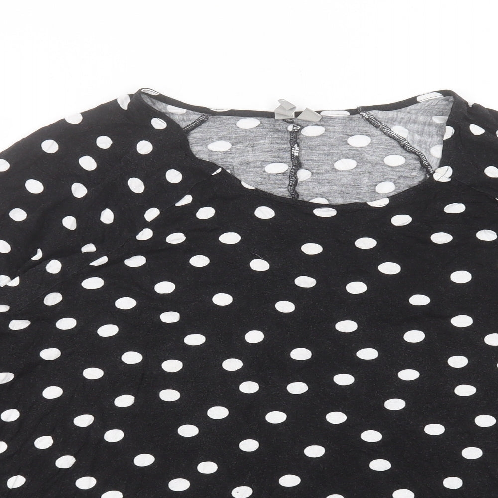 ASOS Womens Black Polka Dot Viscose Basic T-Shirt Size 20 Crew Neck