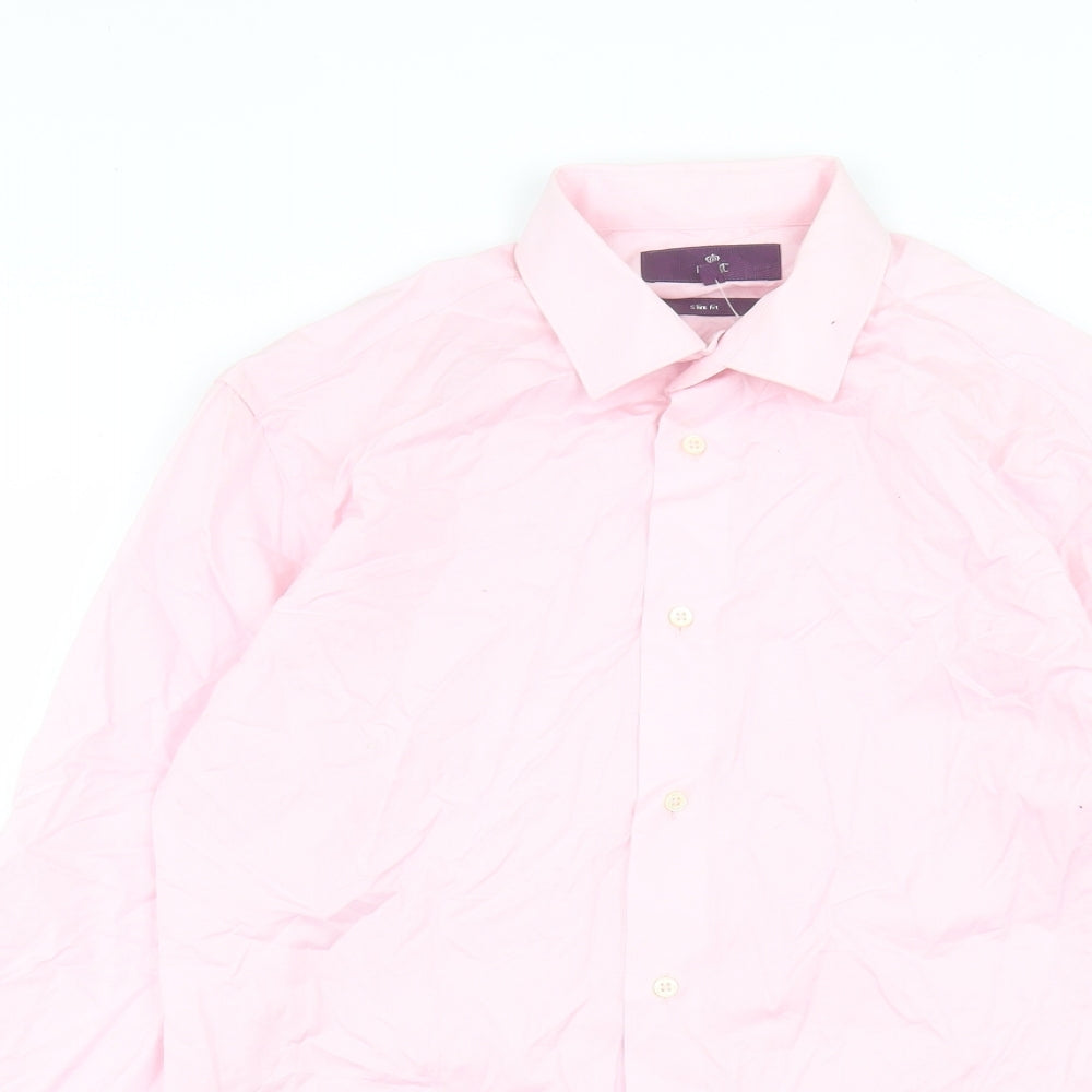 NEXT Mens Pink Cotton Button-Up Size 15 Collared Button