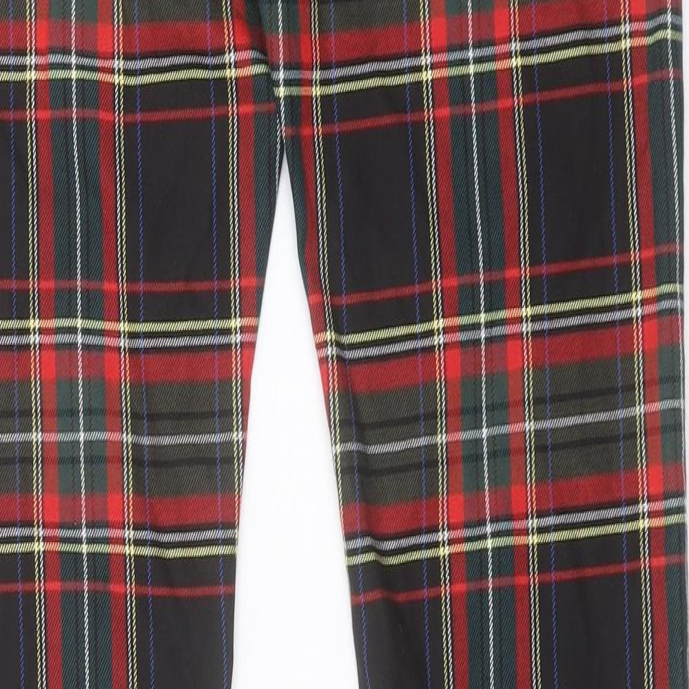 Topman Mens Red Plaid Polyester Trousers Size 34 in L32 in Regular Button