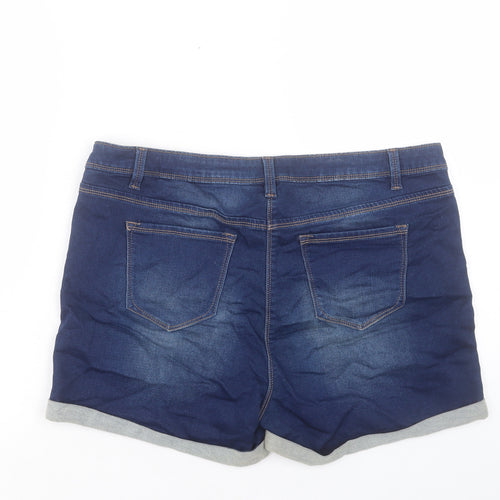TU Womens Blue Cotton Boyfriend Shorts Size 18 L3 in Regular Button