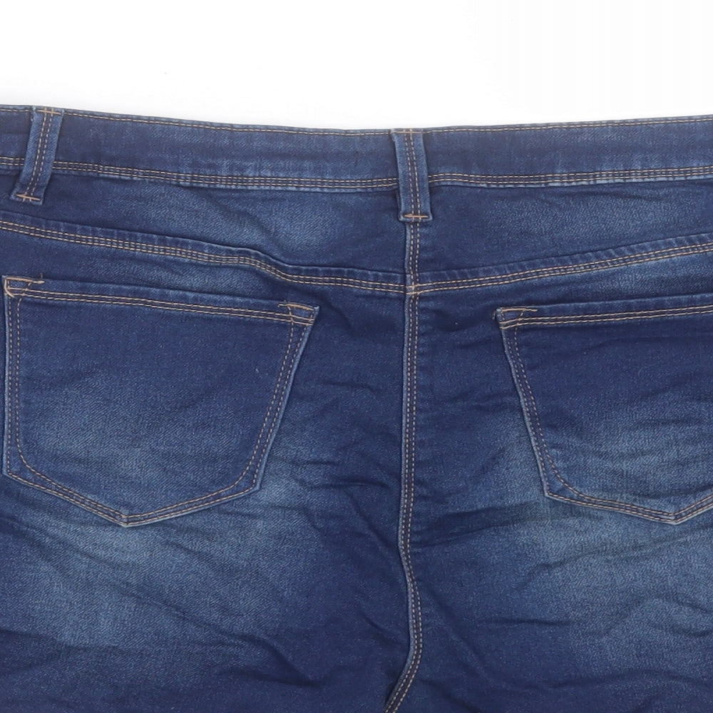 TU Womens Blue Cotton Boyfriend Shorts Size 18 L3 in Regular Button