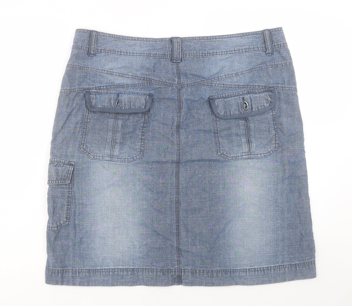 George Womens Blue Cotton A-Line Skirt Size 18 Button