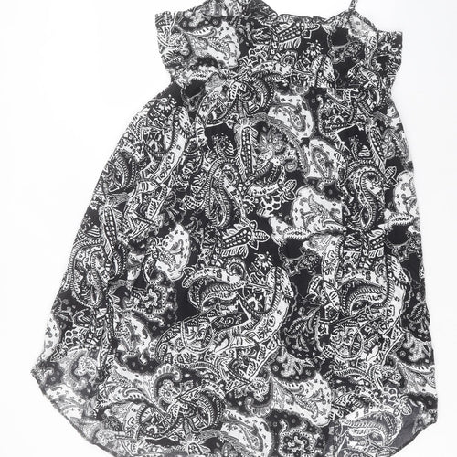 George Womens Black Paisley Cotton A-Line Size 18 Square Neck Pullover