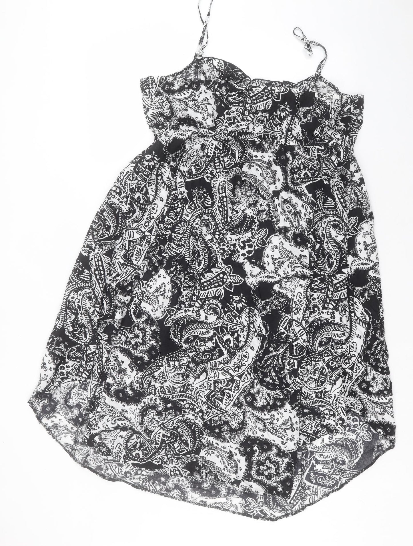 George Womens Black Paisley Cotton A-Line Size 18 Square Neck Pullover