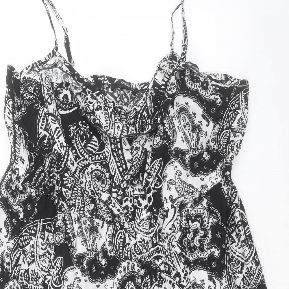 George Womens Black Paisley Cotton A-Line Size 18 Square Neck Pullover