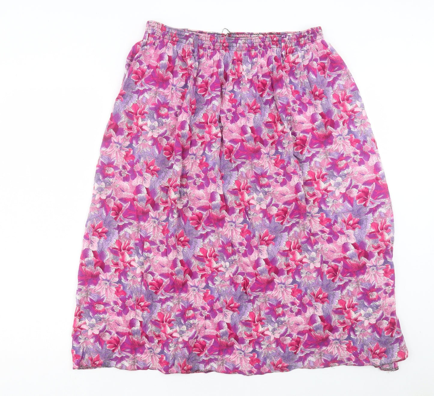 Preworn Womens Purple Floral Polyester A-Line Skirt Size 20