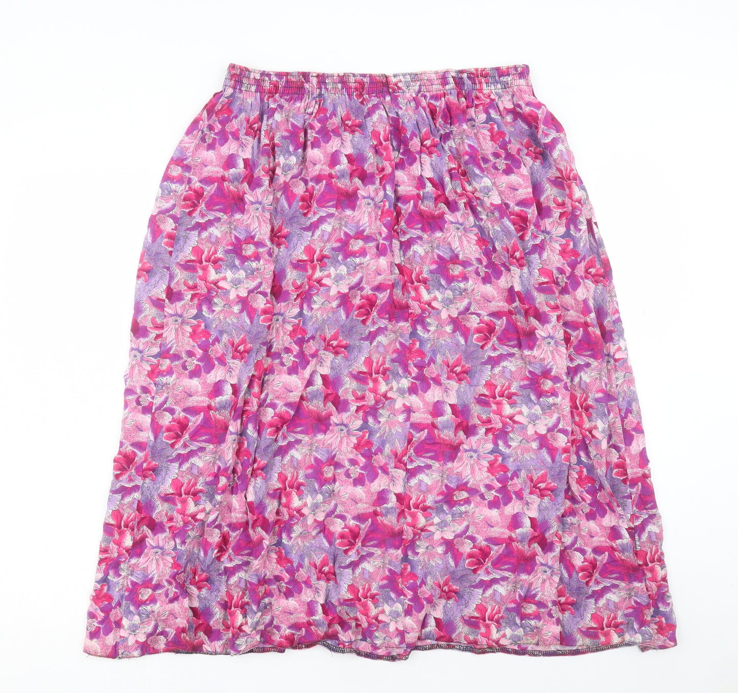Preworn Womens Purple Floral Polyester A-Line Skirt Size 20
