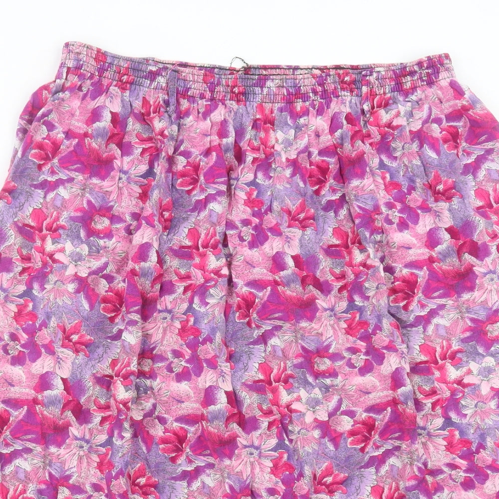 Preworn Womens Purple Floral Polyester A-Line Skirt Size 20
