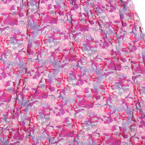 Preworn Womens Purple Floral Polyester A-Line Skirt Size 20
