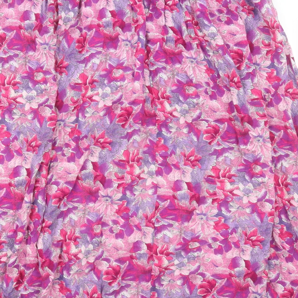 Preworn Womens Purple Floral Polyester A-Line Skirt Size 20