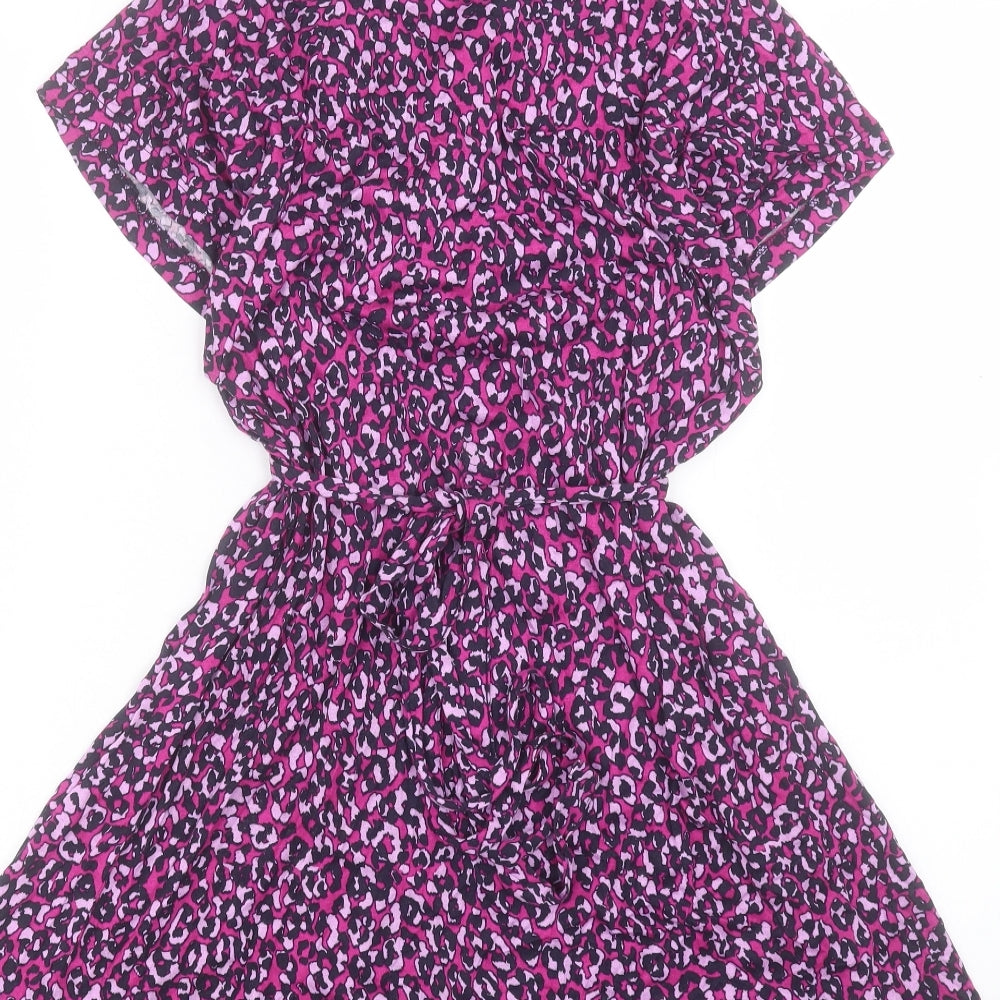 French Connection Womens Purple Geometric Viscose A-Line Size 14 V-Neck Pullover