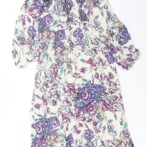 River Island Womens Purple Floral Viscose A-Line Size XS V-Neck Pullover