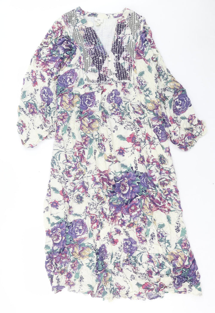River Island Womens Purple Floral Viscose A-Line Size XS V-Neck Pullover
