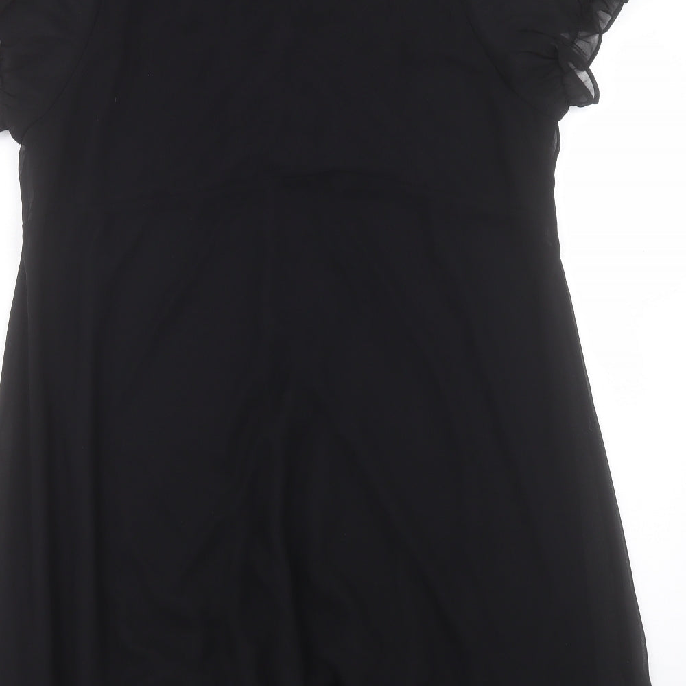 H&M Womens Black Polyester A-Line Size L V-Neck Pullover