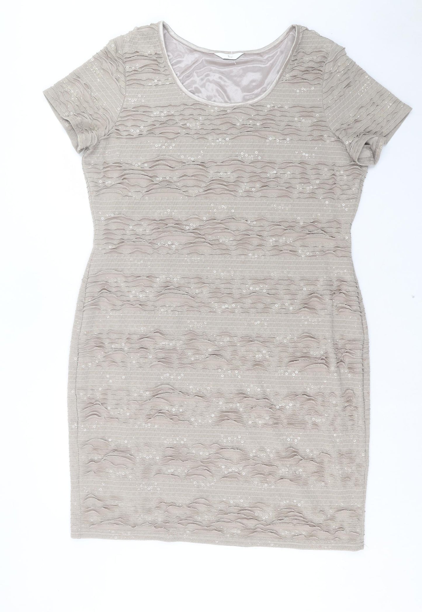 tia Womens Beige Polyester A-Line Size 22 Scoop Neck Pullover