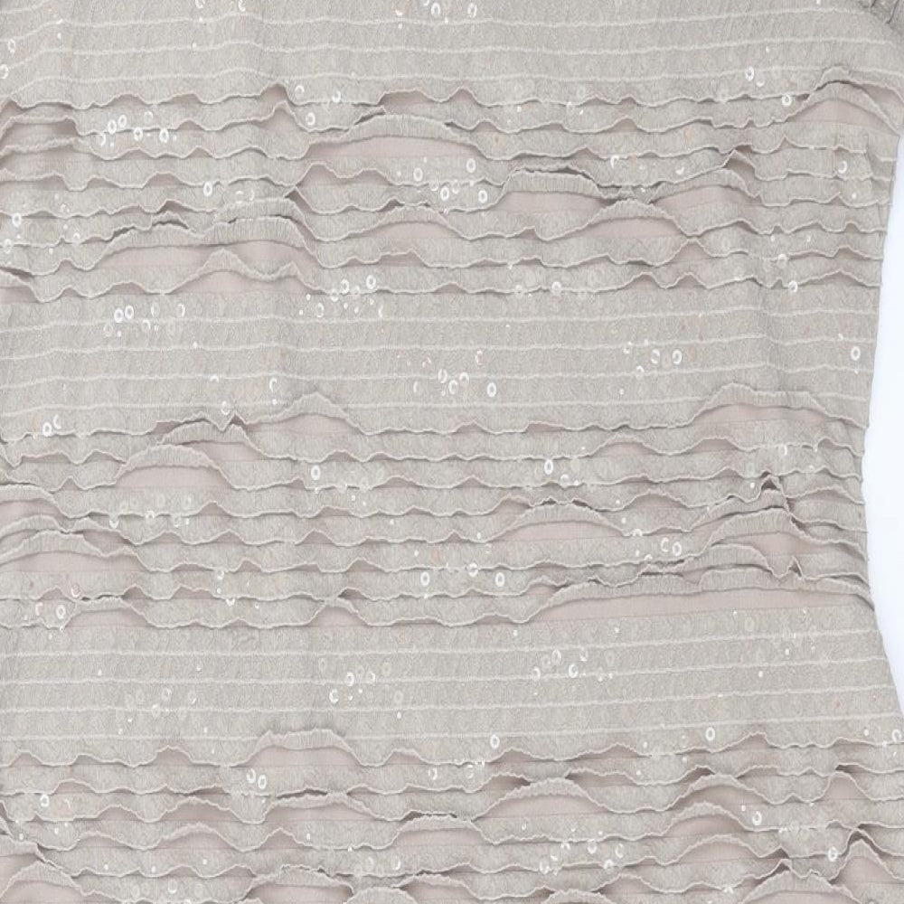 tia Womens Beige Polyester A-Line Size 22 Scoop Neck Pullover